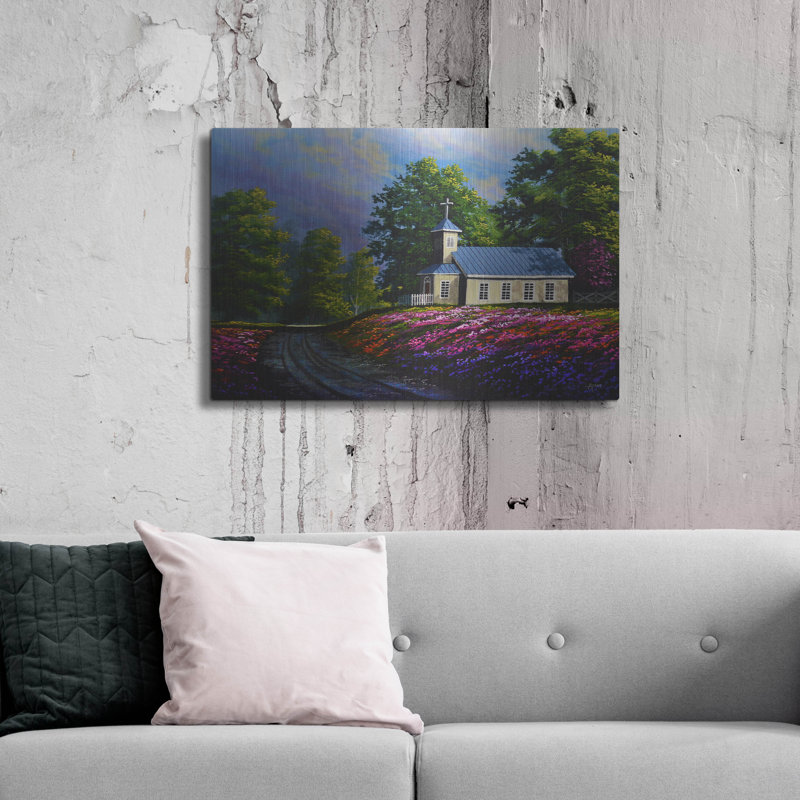 August Grove «Glorious Springtime» par Gary Adams, art mural en métal, 16 po x 12 po, H 24 po x l 36 po