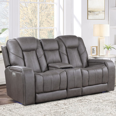 Reilly Triple-Power Leather Theater Loveseat
