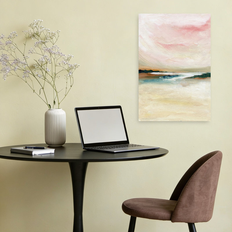 Abstract Pastel Seascape Abstract Dreamy Minimalist Coastal Wall Art Print 1 Piece Wrapped Canvas Wall Art