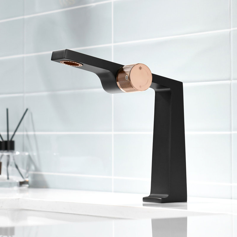 Single-handle Bathroom Faucet, Black/Gold