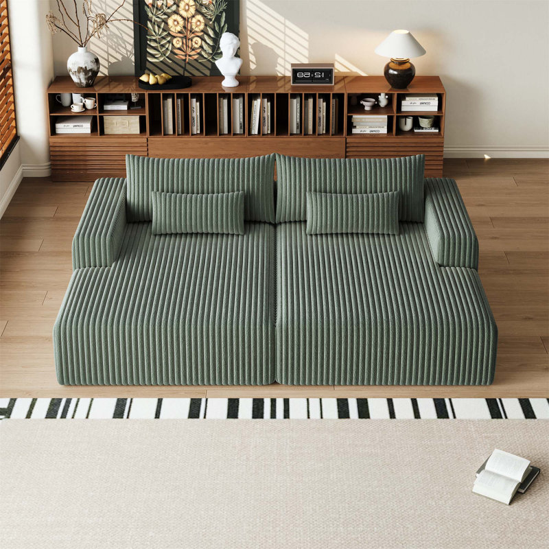 Comfortable Oversized Sectional Sofa with Reclining Feature for Relaxation, Army Green