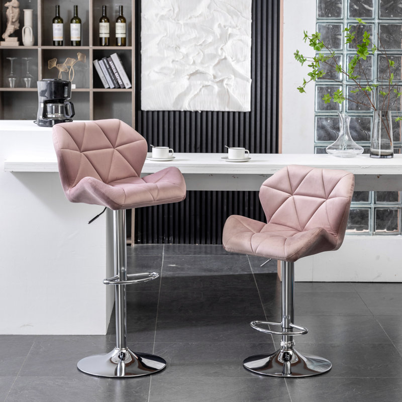 Tabouret de bar Breni Velvet Diamond, Rose