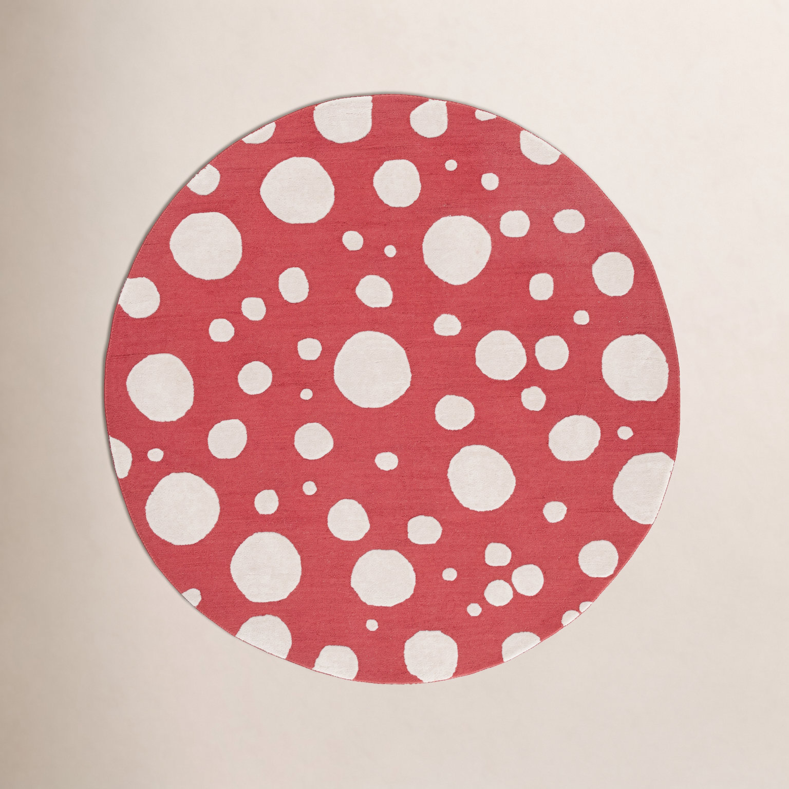 Camey Red Ivory Hand-Woven Rug, Round 6'