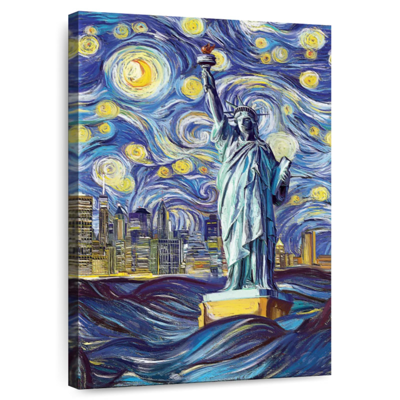 Aime, statue de la liberté, nuit étoilée, H 39 po x l 26 po