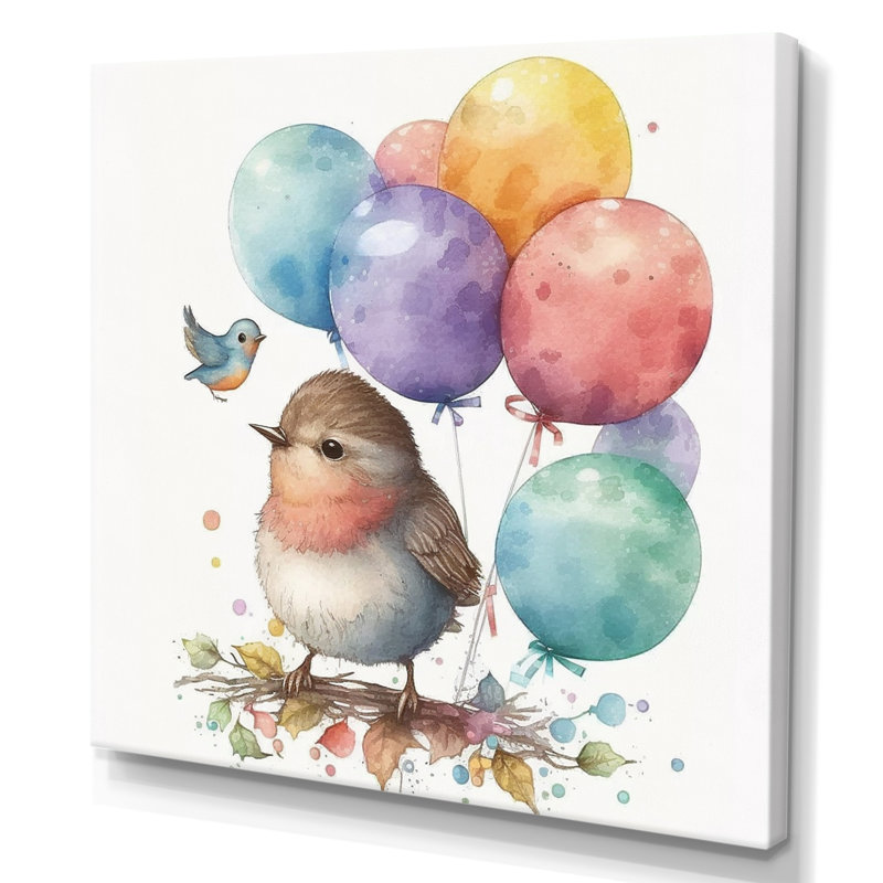 «Nursery Birds Kids Dreams», reproduction sur toile, H 16 po x l 16 po x P 1 po, Toile tendue