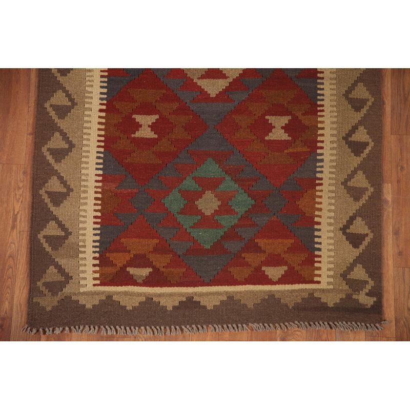 Reversible Wool Kilim Oriental Runner Rug 3x7