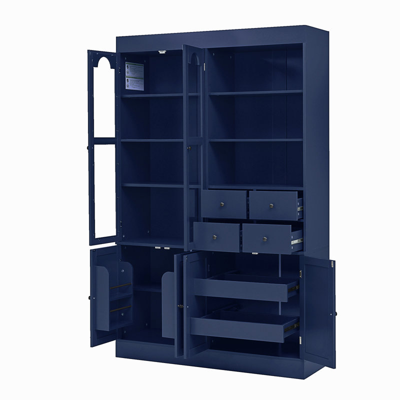Topmax 47.2X15.7X75inch Freestanding Buffet With Hutch, Blue
