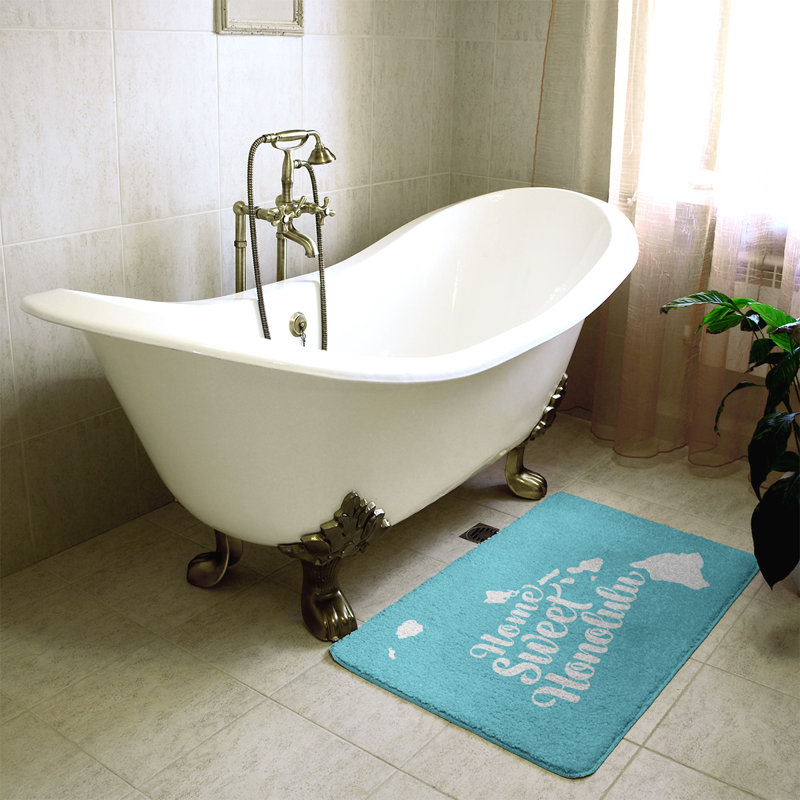 Tapis pour salle de bain honolulu hawaii, l 17 po x L 21 po, Bleu sarcelle