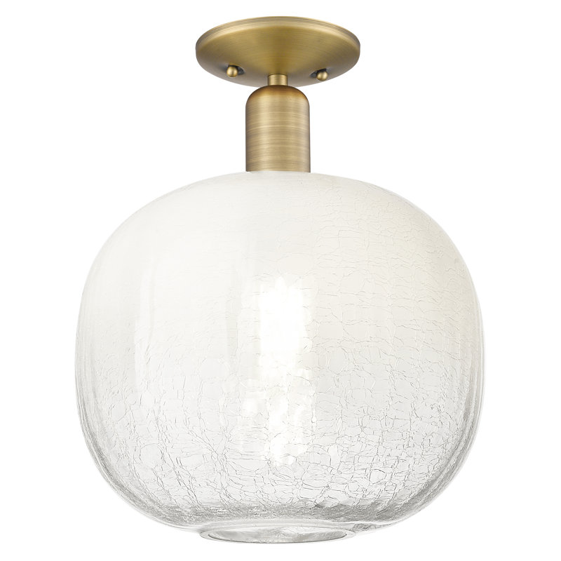 Downtown Urban - Nute - 1 Light 10" Semi-Flush Mount, Brushed Brass, Opal