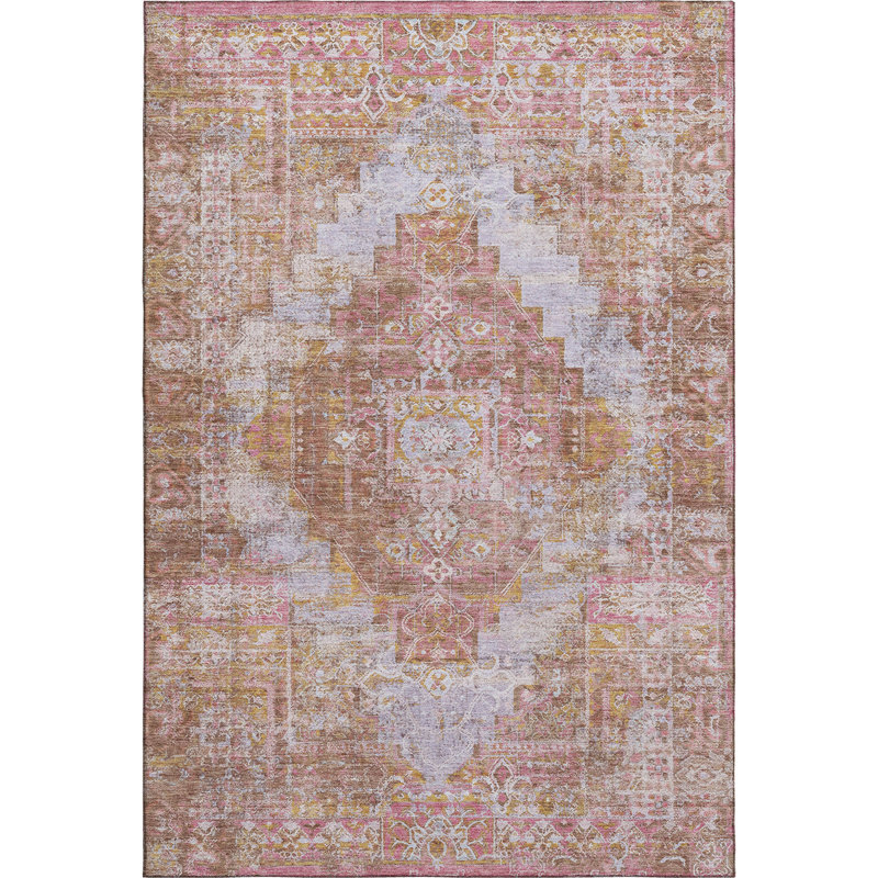 Premium Machine Washable Mayfield AMF2140 global Rug, 9' x 12', Blush