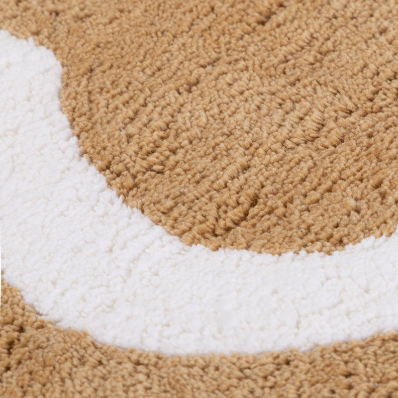 Tapis de bain 100% coton, Blanc / centre taupe