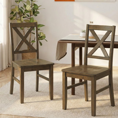 Oaklyn Rustic Solid Wood Cross Back Dining Chair by Gracie Oaks