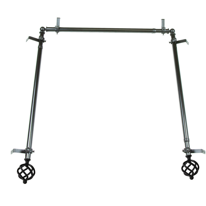Tringle à rideaux simple réglable 0,81 po Serio, Noir, H 2,5 po x l 144 po x P 2,75 po