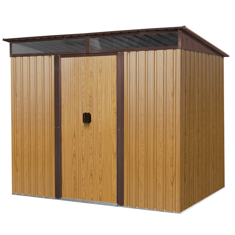Rangement extérieur en métal 8 x 6 pi avec portes coulissantes (café). Rangement spacieux. -. Idéal pour la zone utilitaire de 8 pi 6 pi. résistant à l’intérieur. Améliorez votre cour arrière