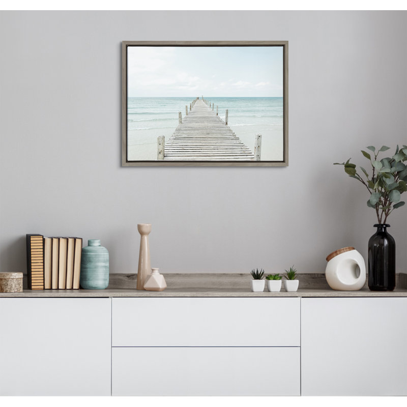 Wooden Pier on the Beach by Amy Peterson Framed Canvas Wall Art Print, 24" H x 18" W
