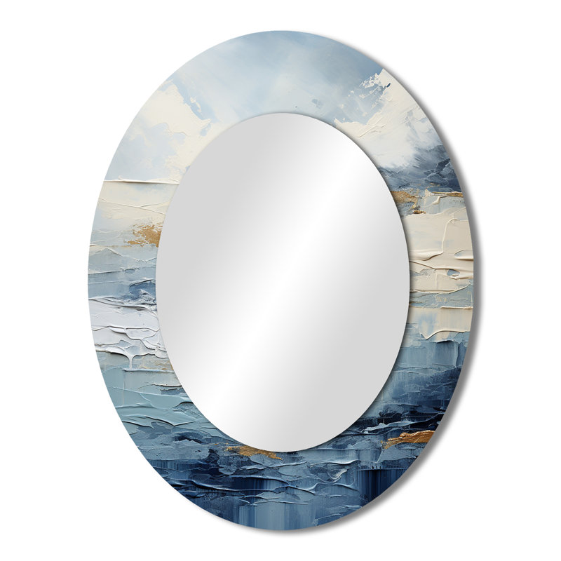 Décoration de plage ovale scandinave plage - miroir mural bleu sarcelle, 43" x 33"
