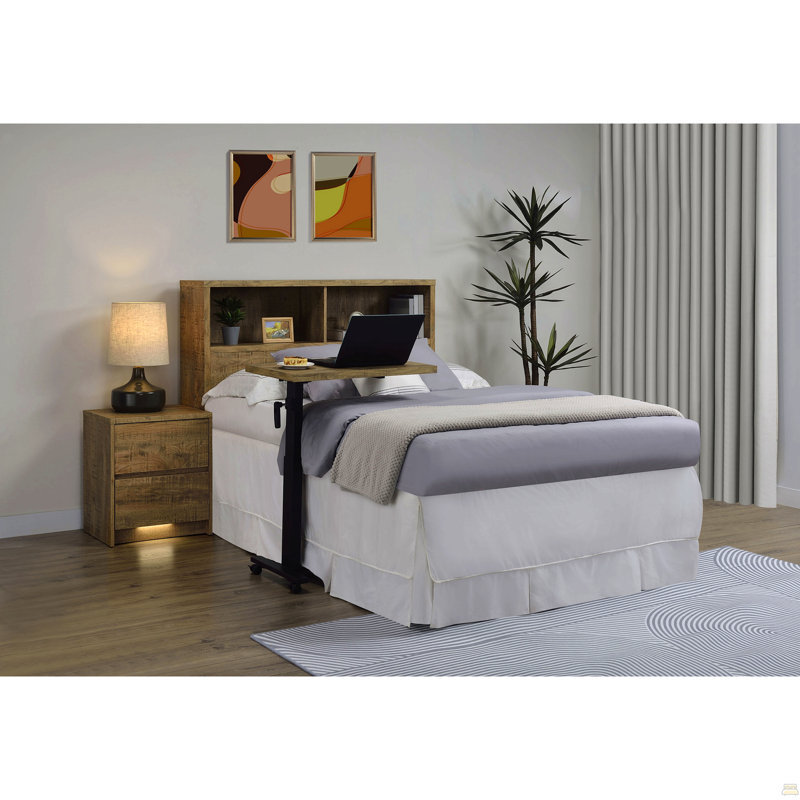 Tête de lit avec bibliothèque Geary Mango, Double, Couleur manguier