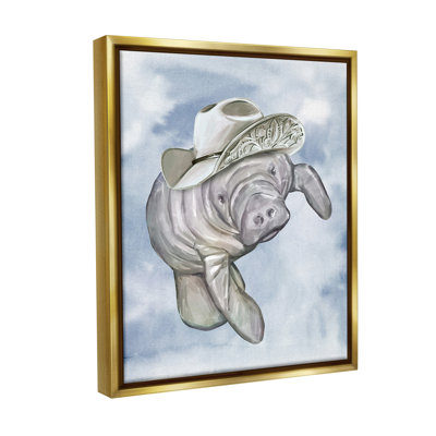 «Manatee with Stylish Hat Floater Frame» par Ziwei Li sur toile