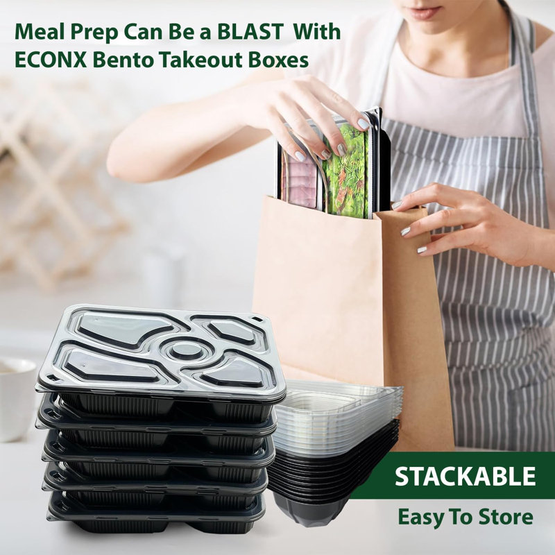 5 Compartment Takeaway Meal Prep Containers Pack Of 30
