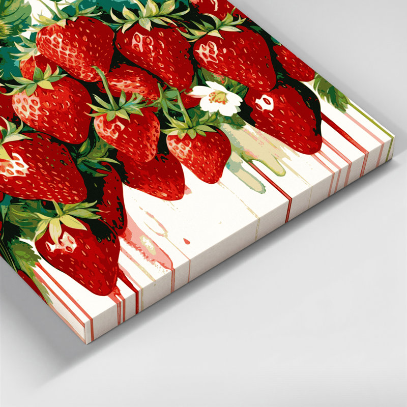 Fruit, fraise, art mural sur toile beige