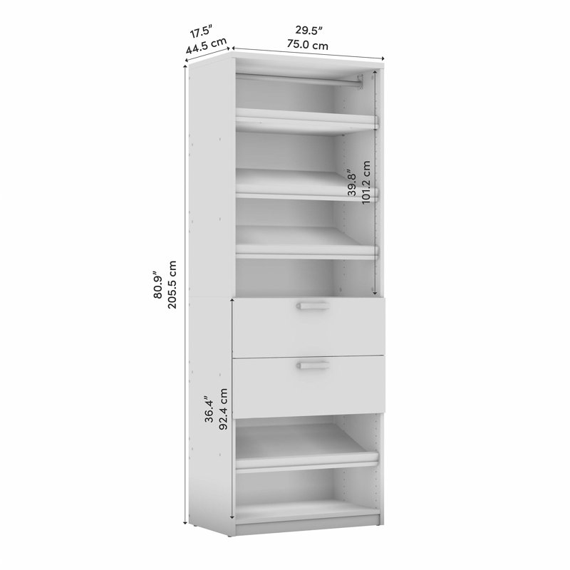 Ensembles de rangement pour système de placard Osterman, Écorce gris, H 80 po x l 29,5 po x P 17,5 po