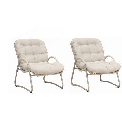 Chaise longue d'extérieur (ensemble de 2) - Structure en fer et osier en plastique