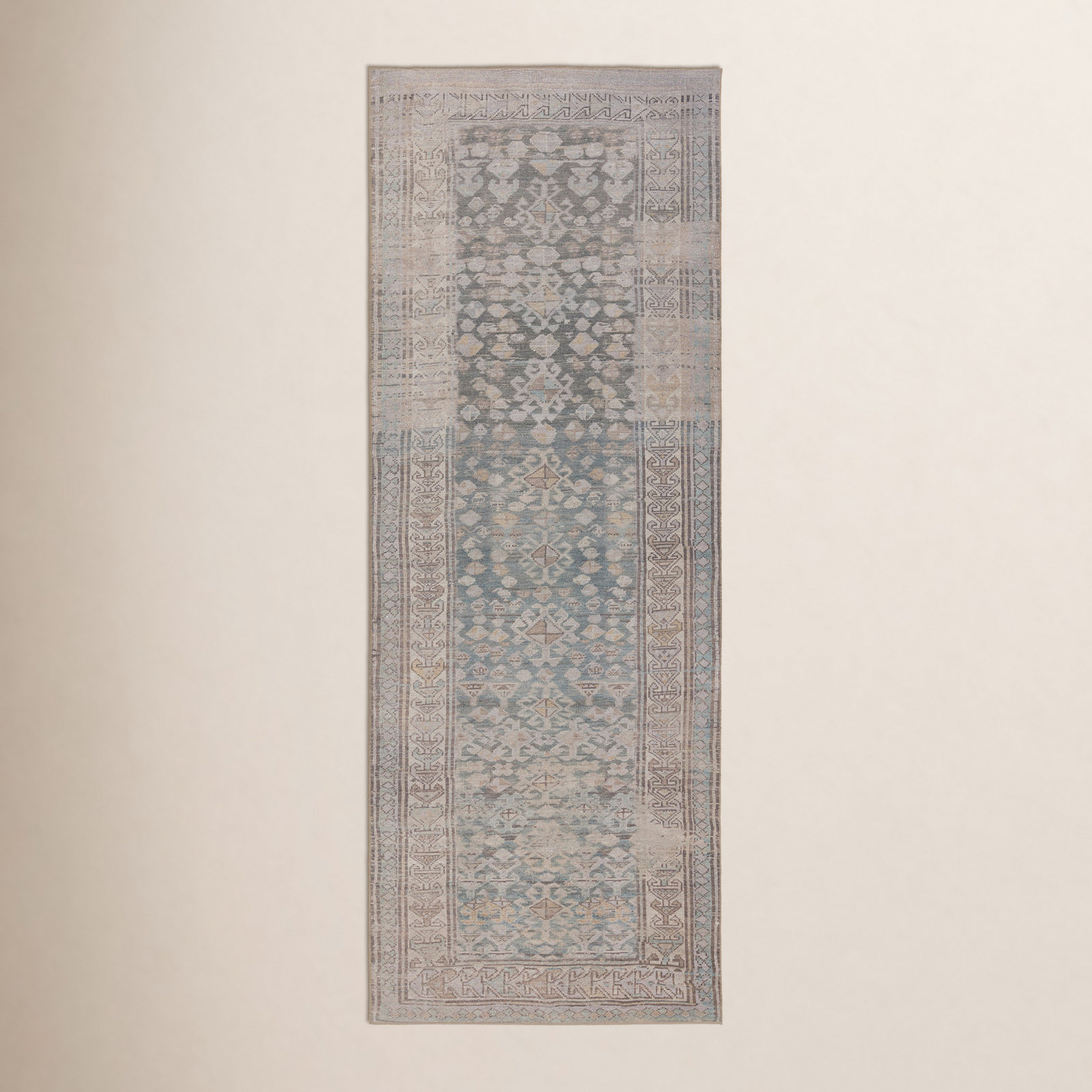 Jihane Gray Tan Washable Oriental Rug, Runner 3' x 8'