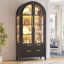 Freestanding Arch Display Cabinet with RGB Lights and Motion Sensor, Large Capacity Tempered Glass Doors Office Storage Cabinets-1257886262