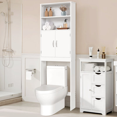 Keedyn 77" H Freestanding Over-the-Toilet Storage Rack and Cabinet