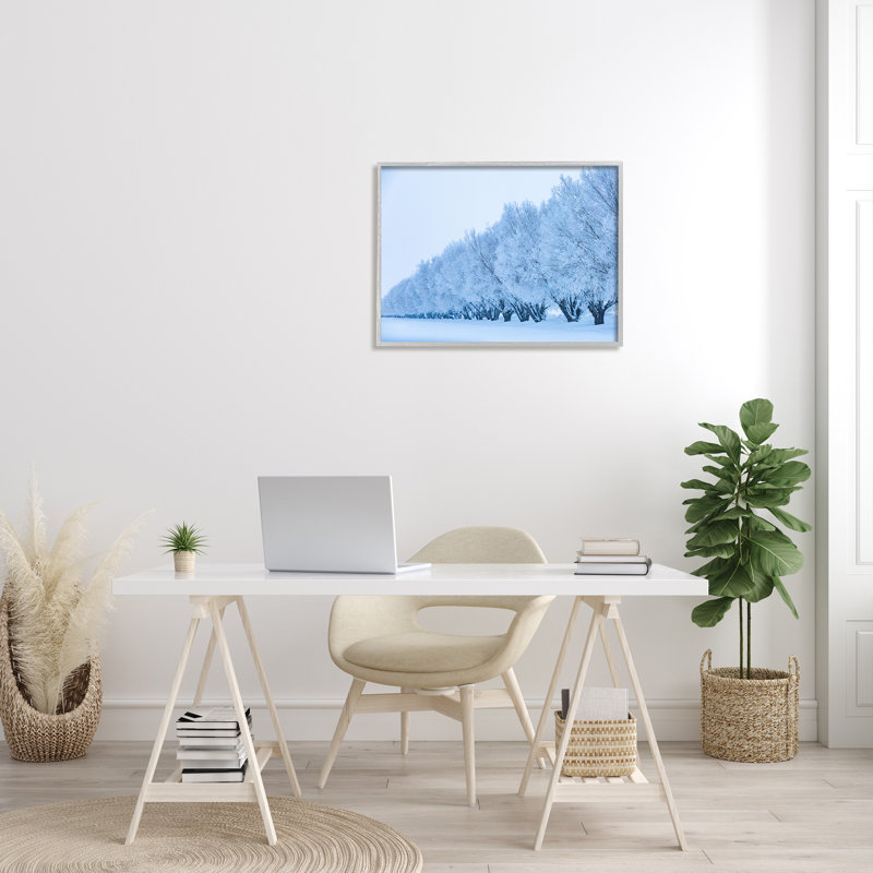 Hiver, arbre, forêt recouverte de neige, estampe numérique, art texturé par Steve Smith, H 24 po x l 30 po x P 1,5 po
