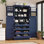 Armoire de cuisine autoportante, armoire de rangement haute avec 4 portes, 2 tablettes de porte, 8 plateaux coulissants et tablette réglable pour la salle à manger