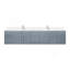 Meuble-lavabo double gris foncé 84 po X P 22 po D, dessus en quartz blanc et ensemble de robinet-1210224326
