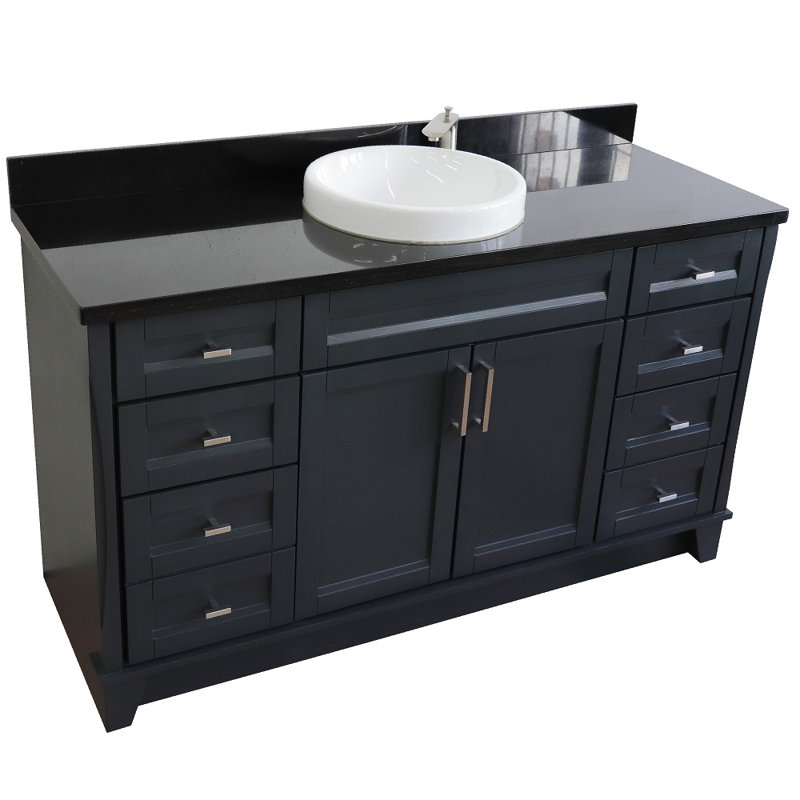 Ensemble de meuble-lavabo simple 61 po Strattenburg, Granite noir Galaxy