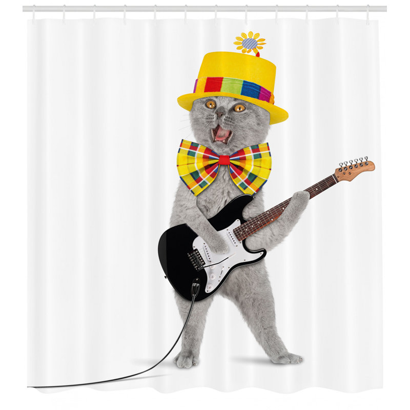Ensemble de rideau de douche et crochets Cat, H 75 po x l 69 po