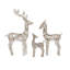 Ensemble de 3 décorations de Noël en forme de famille de cerfs illuminés dorés