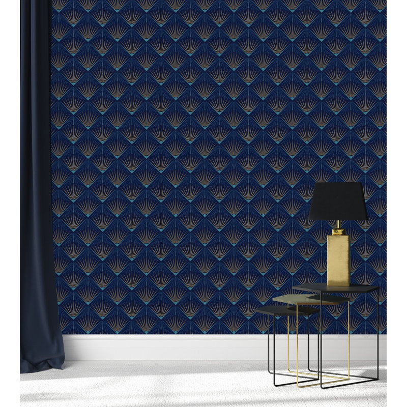 Dark Blue Design Wallpaper Geometric Tile