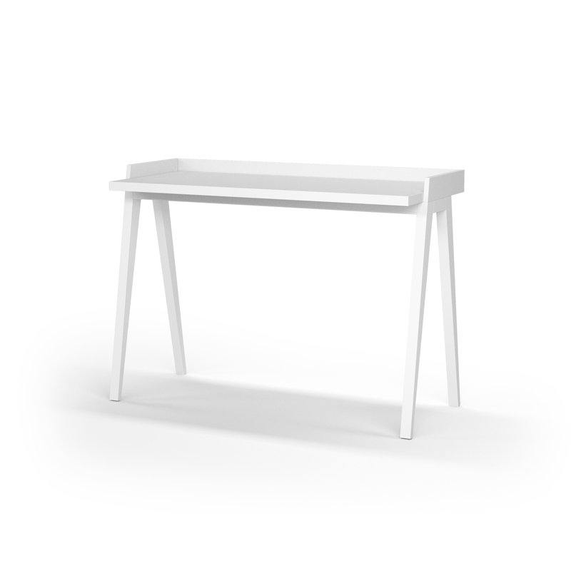 Mcraney Solid Wood Base Writing Desk, White, White
