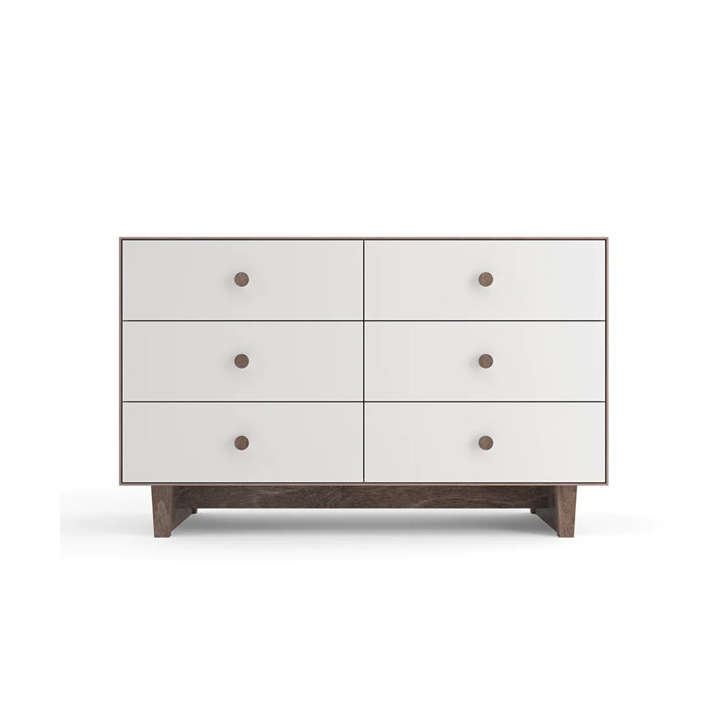 Rhea 6 Drawer Dresser, Walnut/White