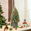 Arbre de Noël artificiel de 18 po de haut miniature enneigé et enneigé, décoration de Noël avec pommes de pin et baies