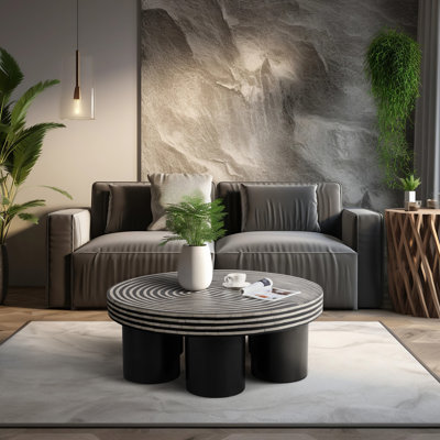 Bredyn Modern Quartz and Wood 6 Legs Coffee Table