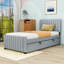 Lit plateforme simple tapissier avec lit gigogne-212639036