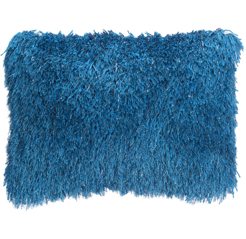 14" X 20" Blue Shag Throw Pillow