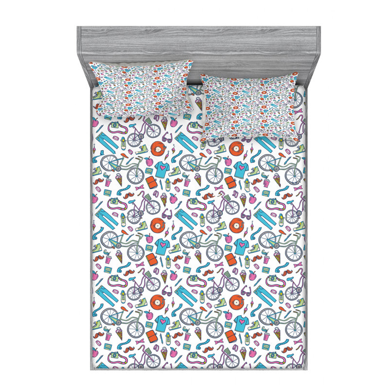 Microfiber Fitted Sheet, Queen Fitted Sheet with 2 Pillowcases