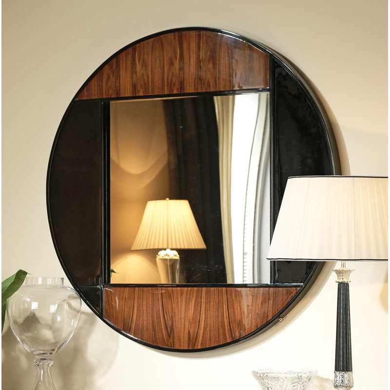 Rustic Accent Mirror, Black/Brown, 43" x 43"