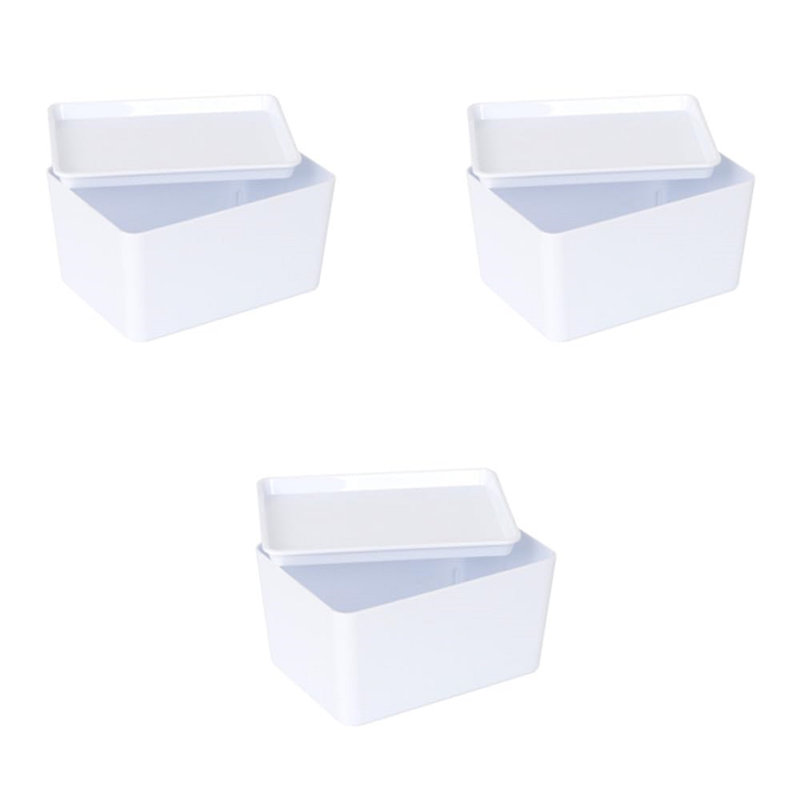 Rebrilliant Plastic Storage Bin With Lid, White Basket With Handle For Organizing, Multipurpose For Classroom, Drawers, Desktop, Office, Playroom, Shelves, Closets