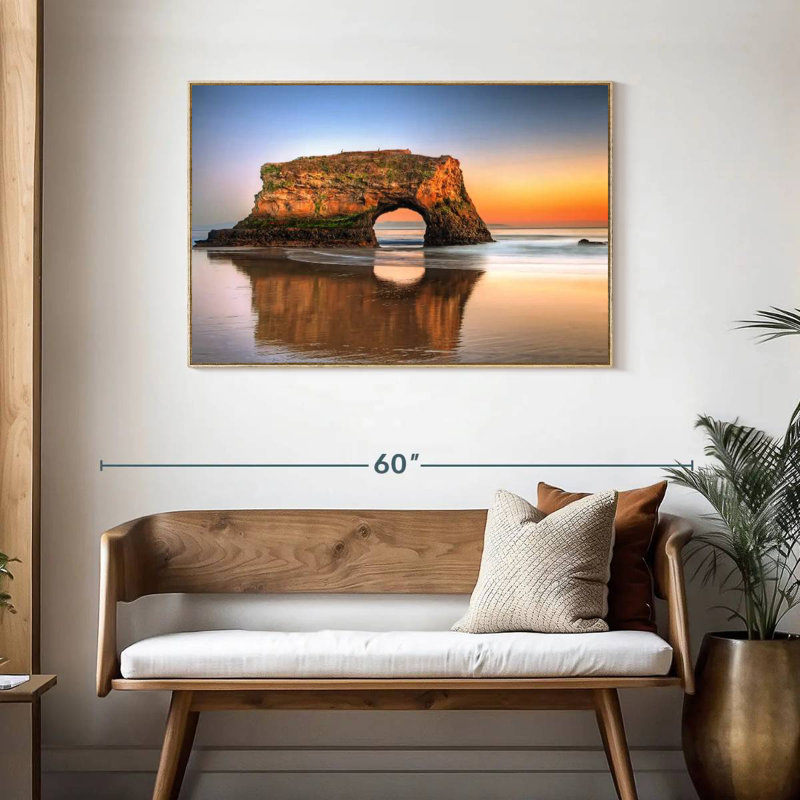 Pont naturel à Santa Cruz, Cadre flottant en bois naturel, 43 po x 29 po