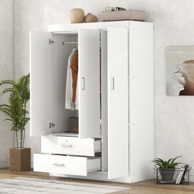 Armoire 3 portes avec 2 tiroirs, blanc (ANCIEN SKU: LP006001AAK), Blanc