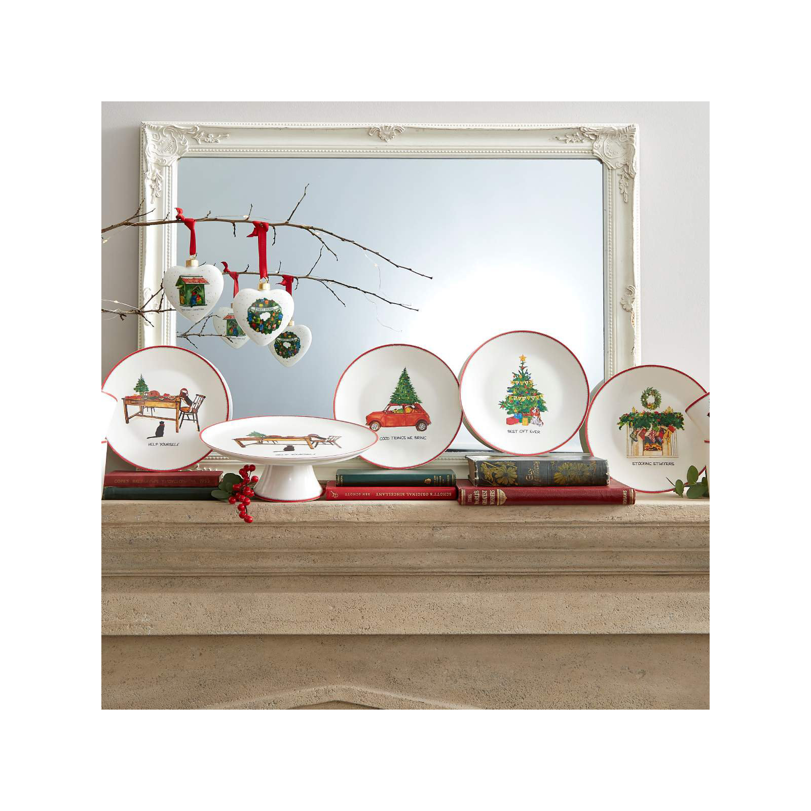 8" Christmas Doodles Plates, Set of 4