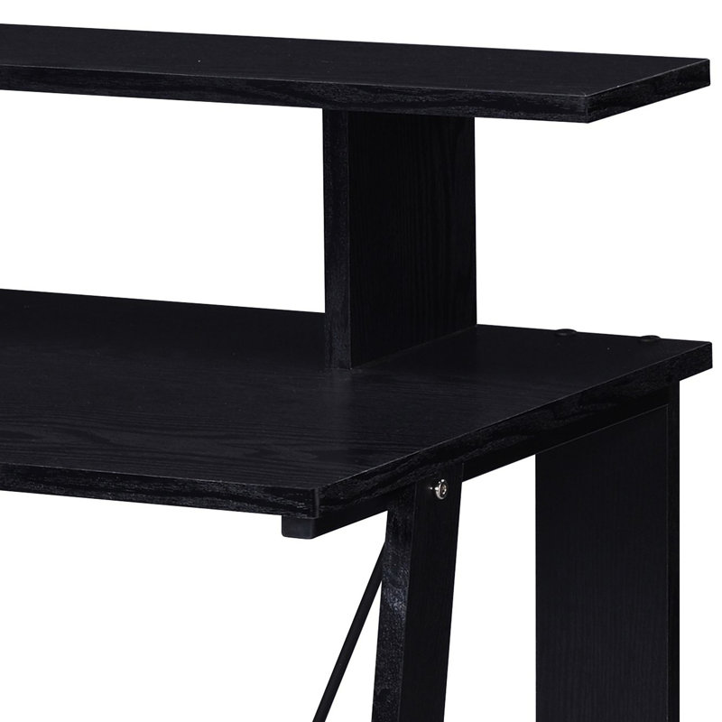 Bureau noir avec forme rectangulaire et tiroirs de rangement avec structure en bois synthétique robuste et deux
