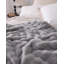 Solid Colour Luxury Wavy Bubble Faux Rabbit Fur Fleece Throw Blanket for Couch & Bed,Grey,60''x70''.-124874201-124874202